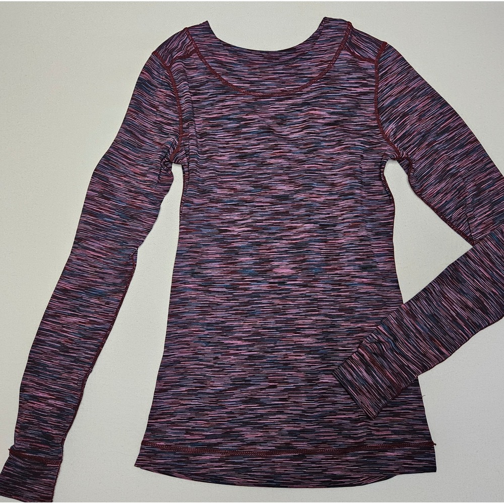 Cuddl Duds Flex Fit Purple Space Dye Long Sleeve Base Layer Top Small Gorpcore